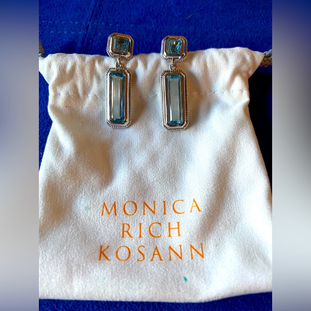 New Monica Rich Kosann Blue Topaz Earrings